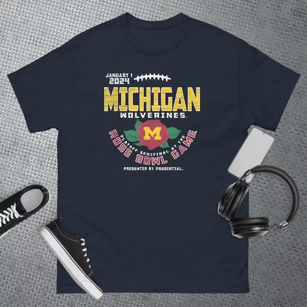 Michigan Wolverines Rose Bowl 2024 CFP Semi Vintage Flower T-shirt